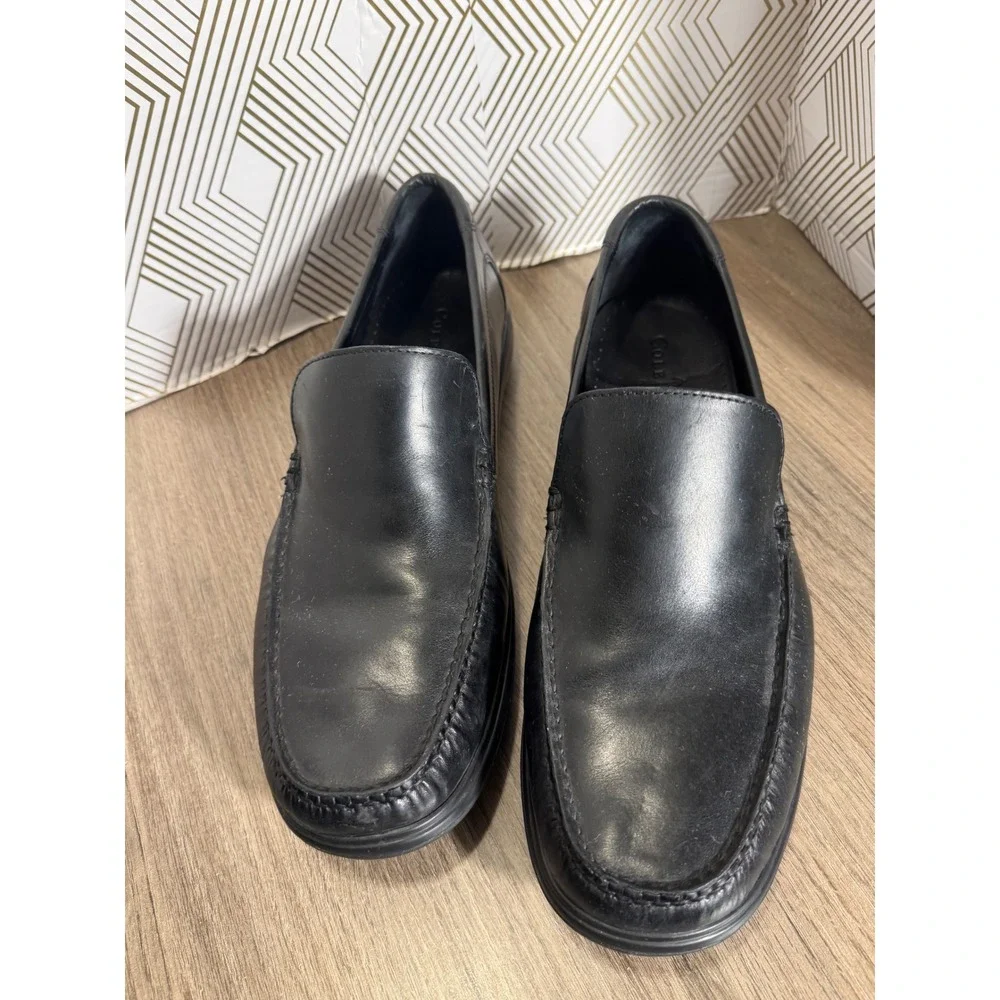 Cole Haan Mens‎ Black Leather Slip On Loafers Moc Toe C09873 Size 11.5M